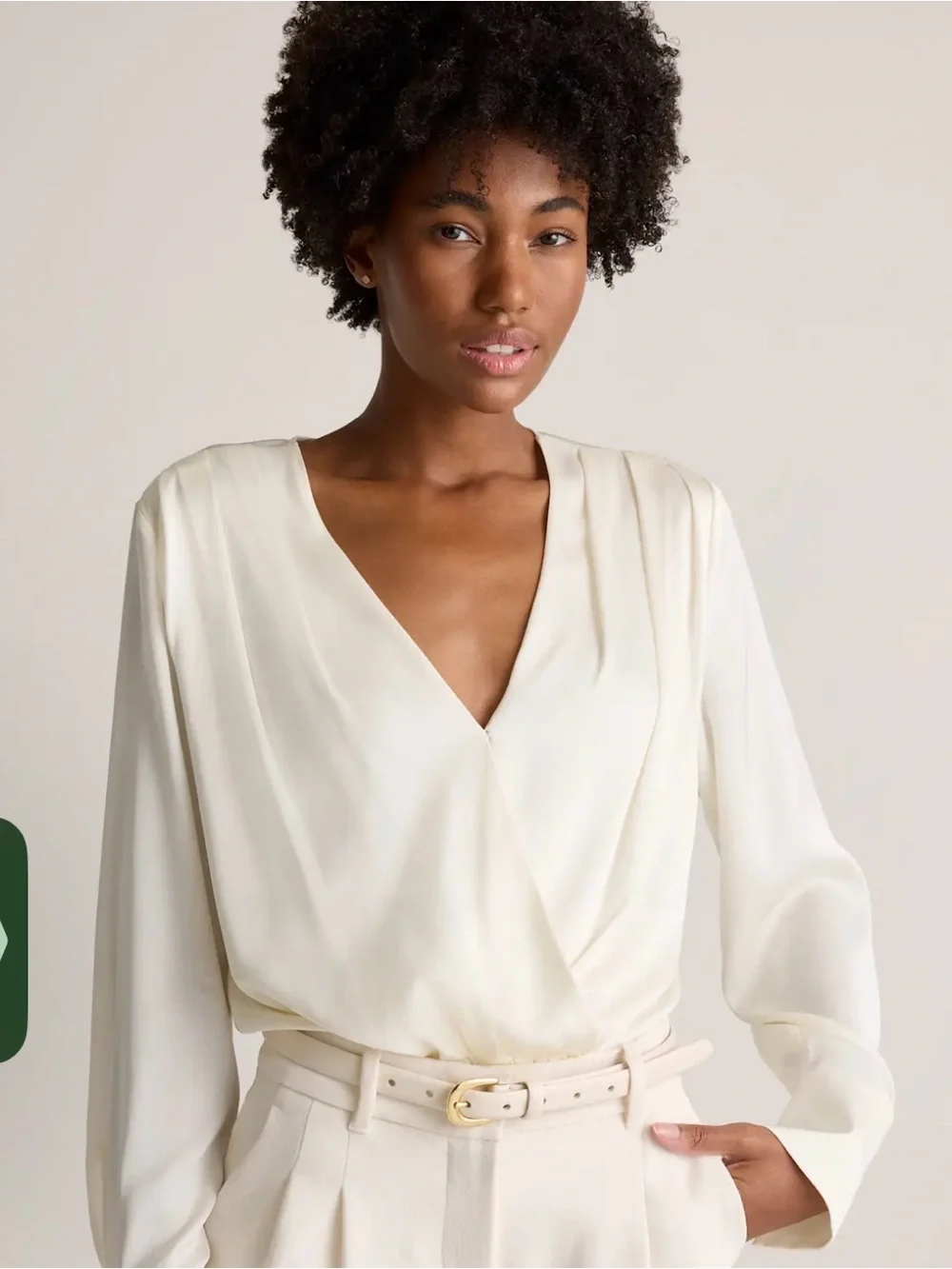 Quince Washable Silk Surplice | Size Medium | Cream - Picture 3 of 6